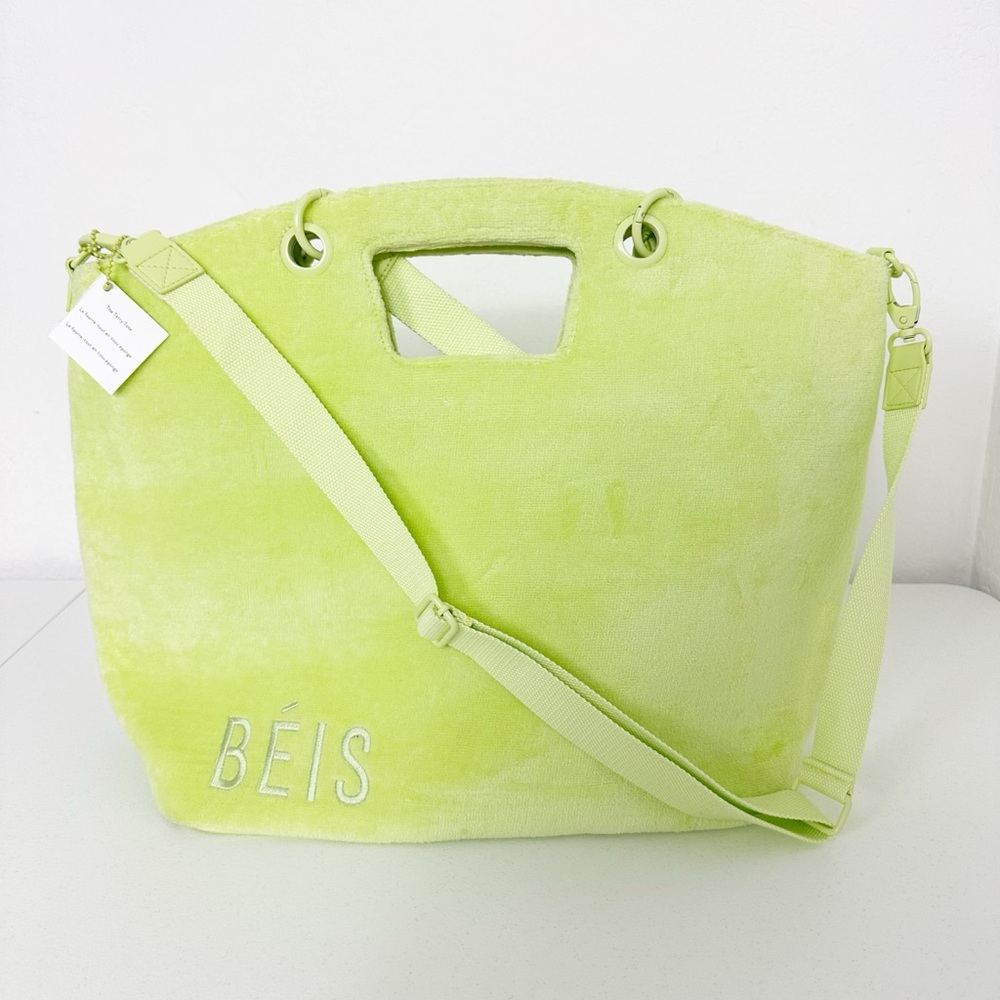 BEIS The Terry Tote in Citron Green Crossbody Strap Large $155 Sold Out